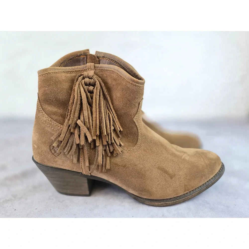 Ariat Dixon Fringe Brown Suede Western Ankle Boots 10021630 Womens 10B